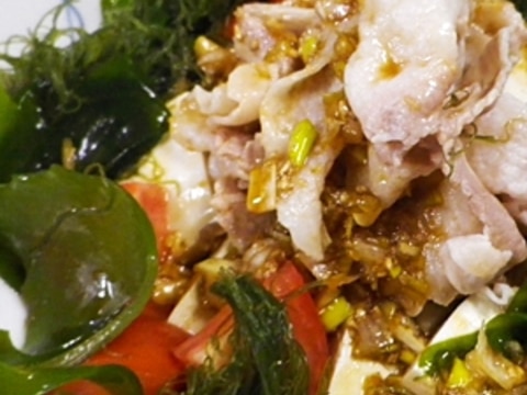 豚しゃぶ豆腐海藻サラダ